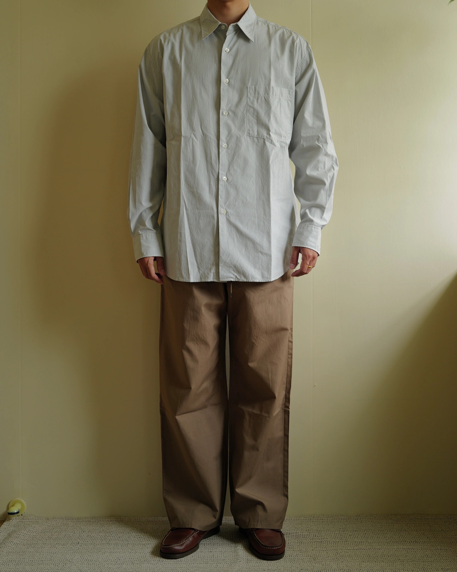 AURALEE Washed Finx Twill Stripe Shirt — 7