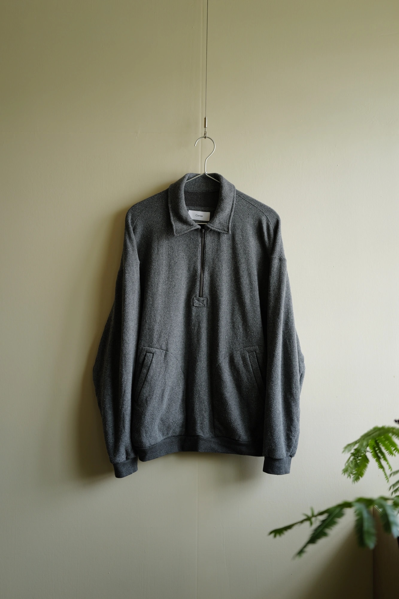 Cornier SILK/COTTON LOOPBACK FLEECE HALF ZIP SHIRTS — 1
