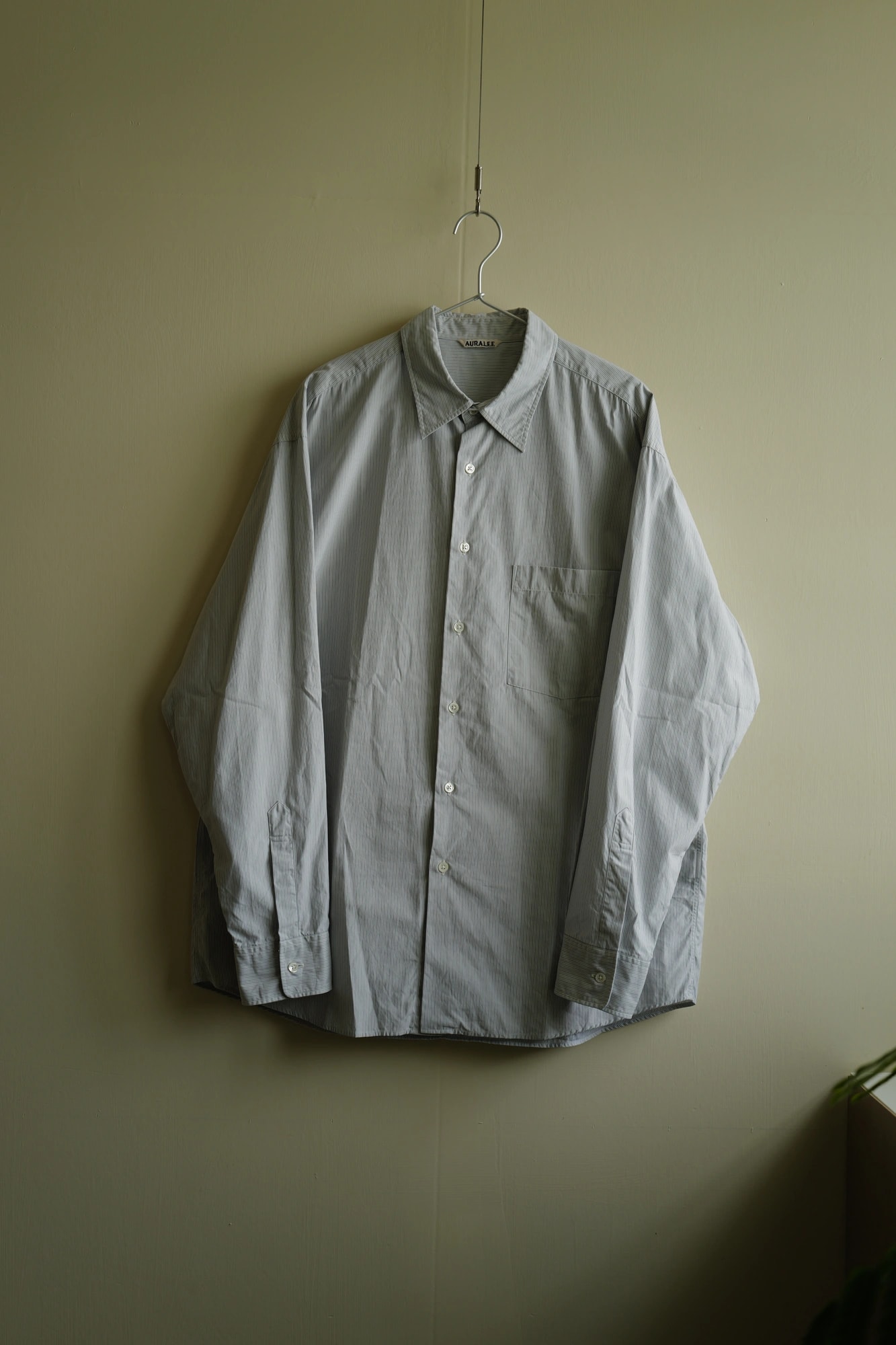 AURALEE Washed Finx Twill Stripe Shirt — 1