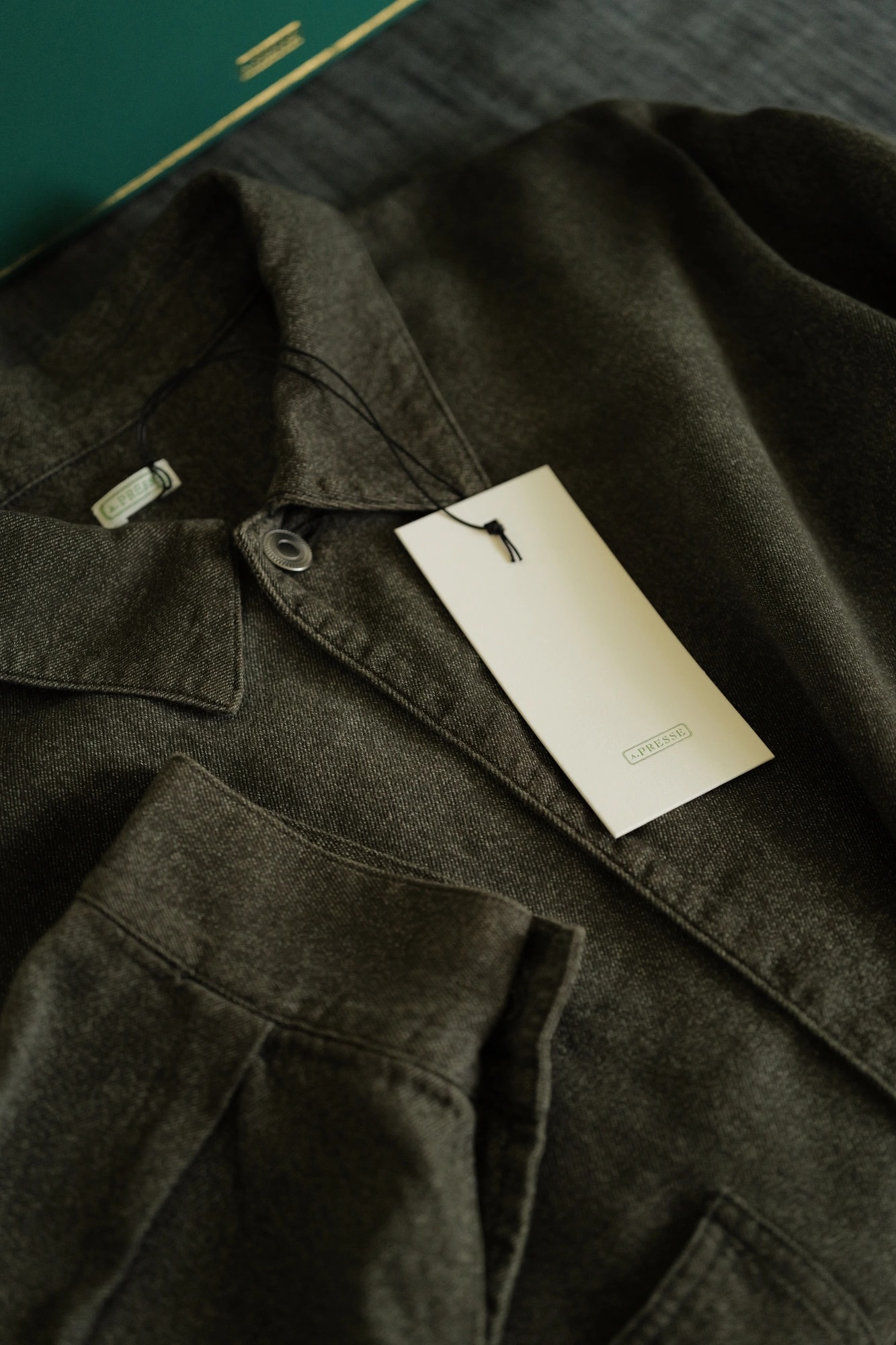A.PRESSE Vintage Black Chambray Work Jacket — 2
