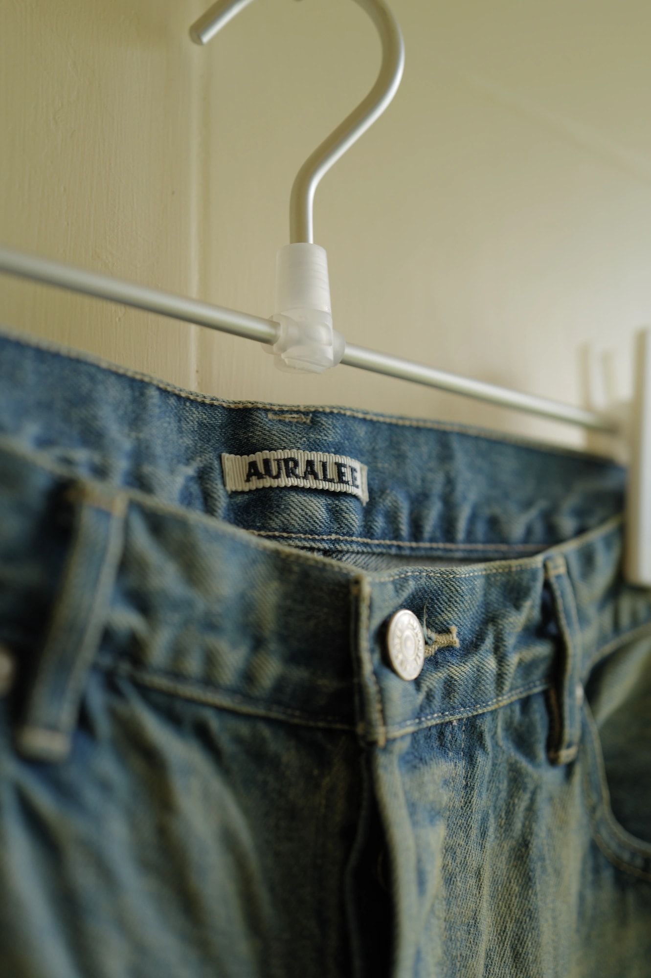 AURALEE Selvedge Faded Heavy Denim Wide Pants — 3