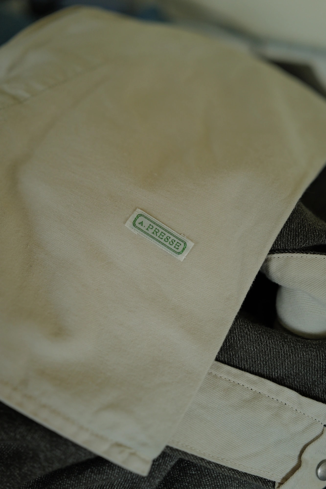 A.PRESSE Vintage Black Chambray Work Pants — 6