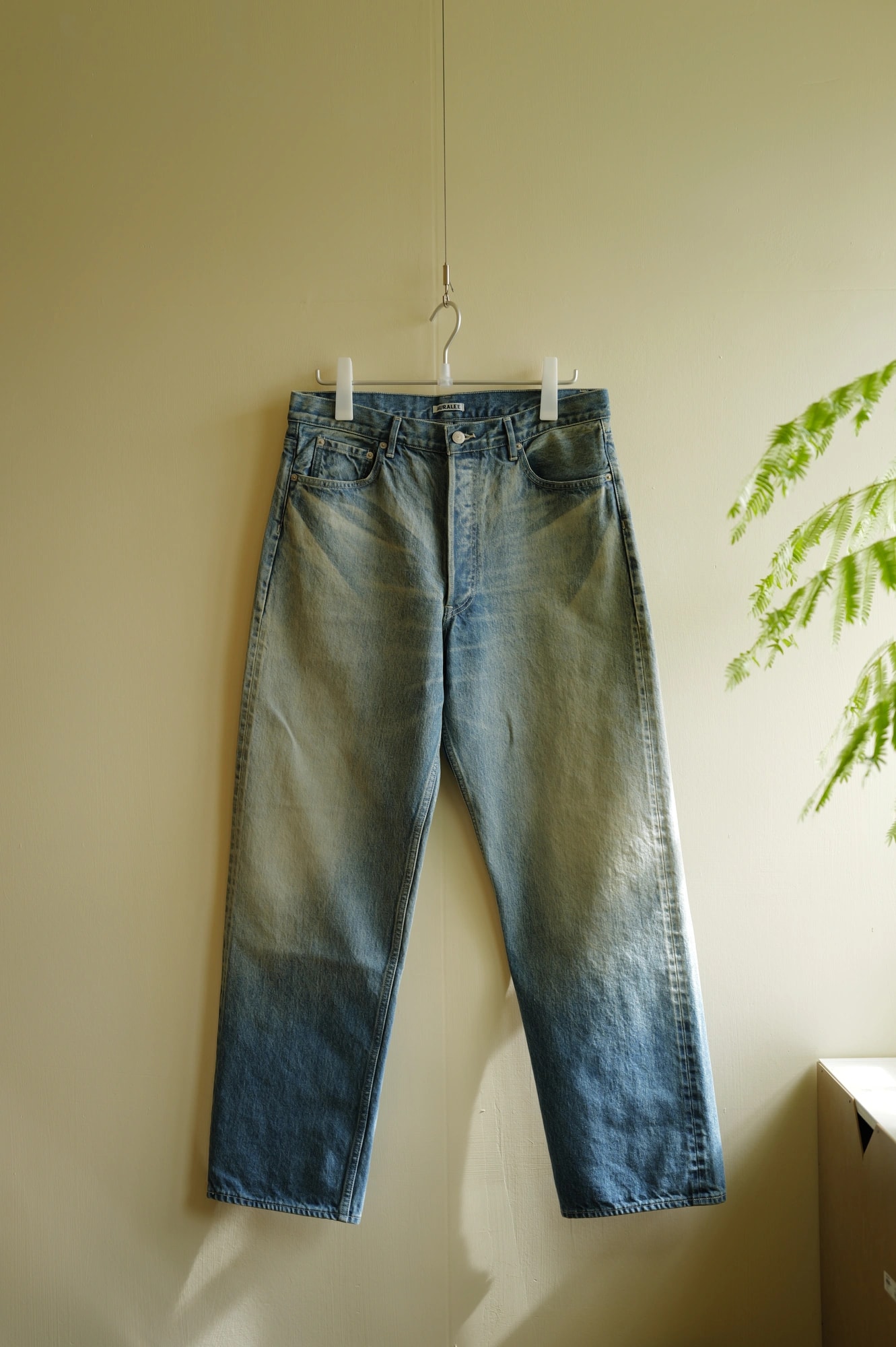 AURALEE Selvedge Faded Heavy Denim Wide Pants — 1
