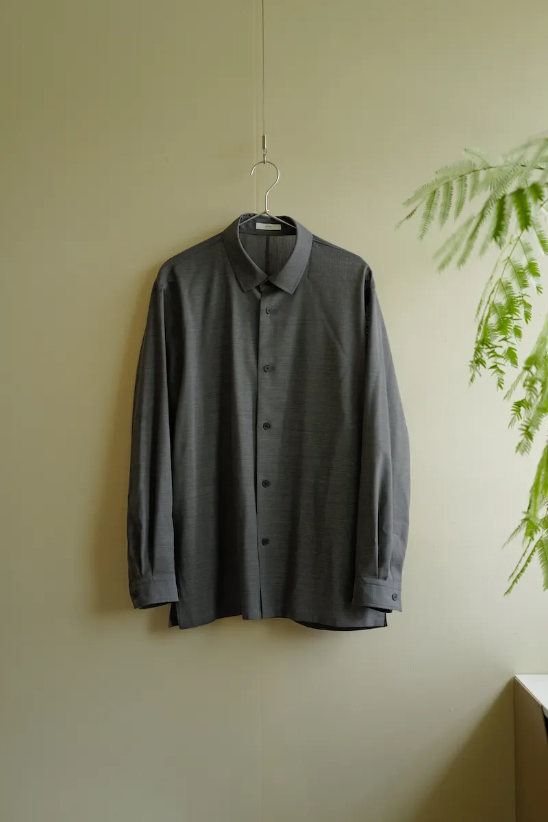 ATON TWIST WOOL TROPICAL OVERSIZED SHIRT