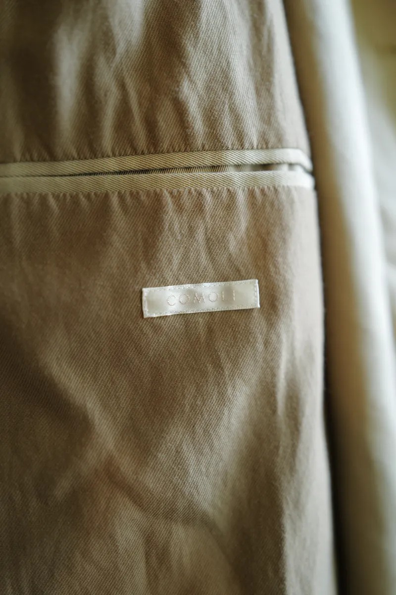 COMOLI Cotton Gabardine Bal Collar Coat — 7