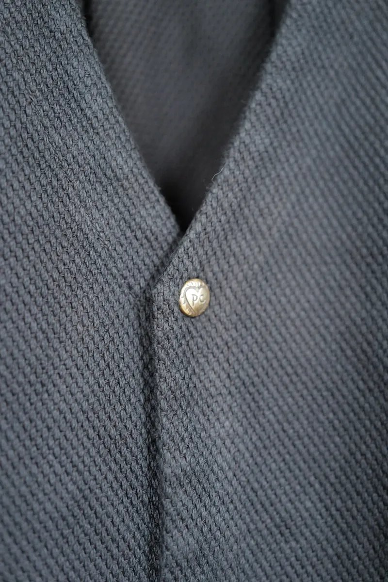 Porter Classic KENDO NO COLLAR SHIRT JACKET w/Silver Buttons — 2