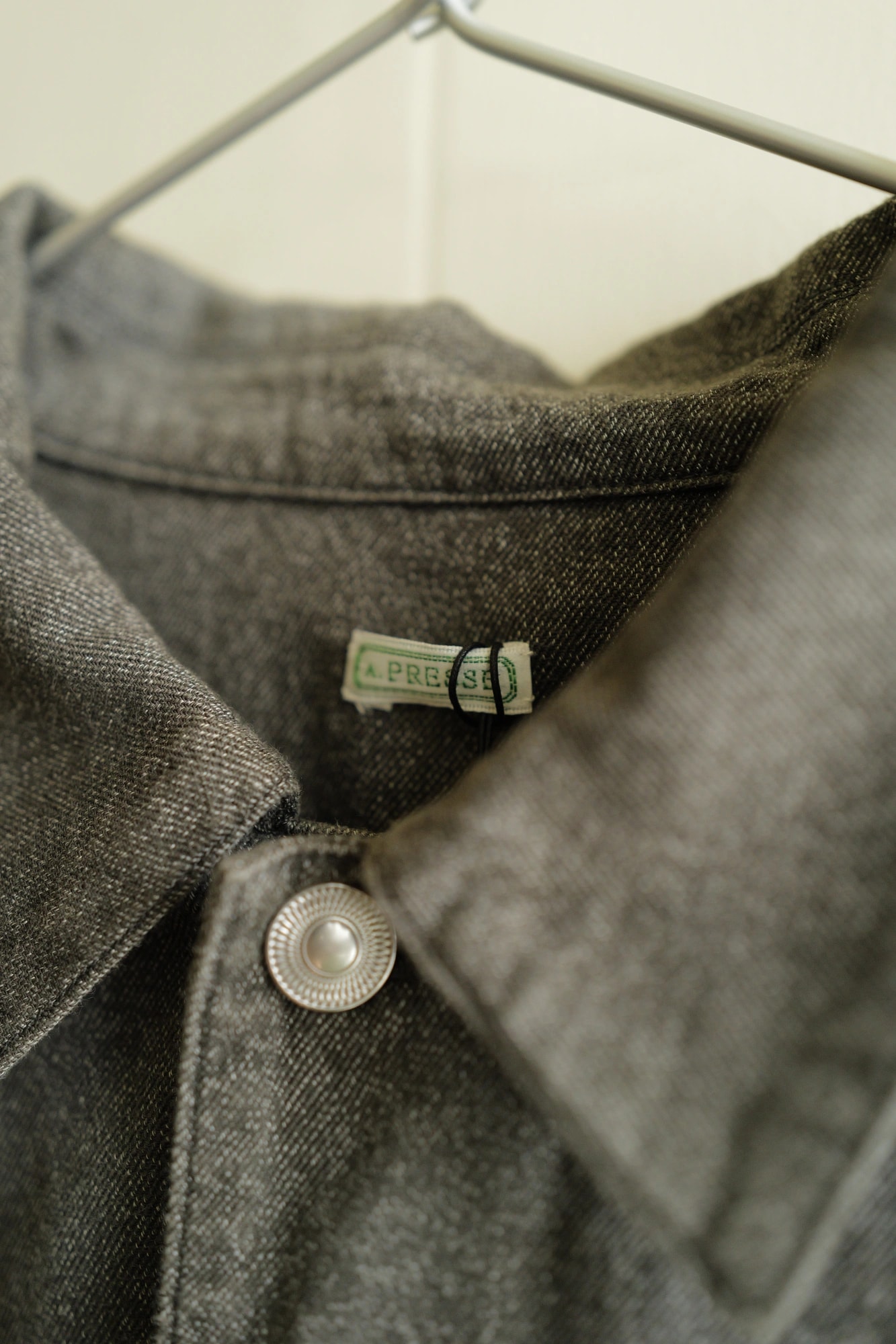 A.PRESSE Vintage Black Chambray Work Jacket — 4