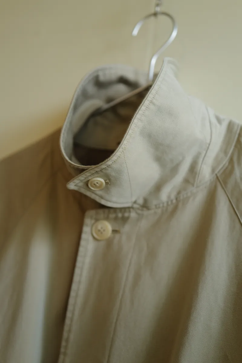 COMOLI Cotton Gabardine Bal Collar Coat — 6