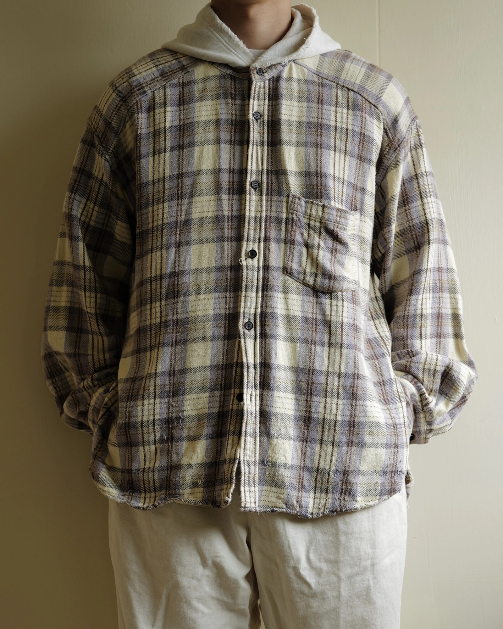 ANCELLM NEL CHECK HOODIE SHORT — 8