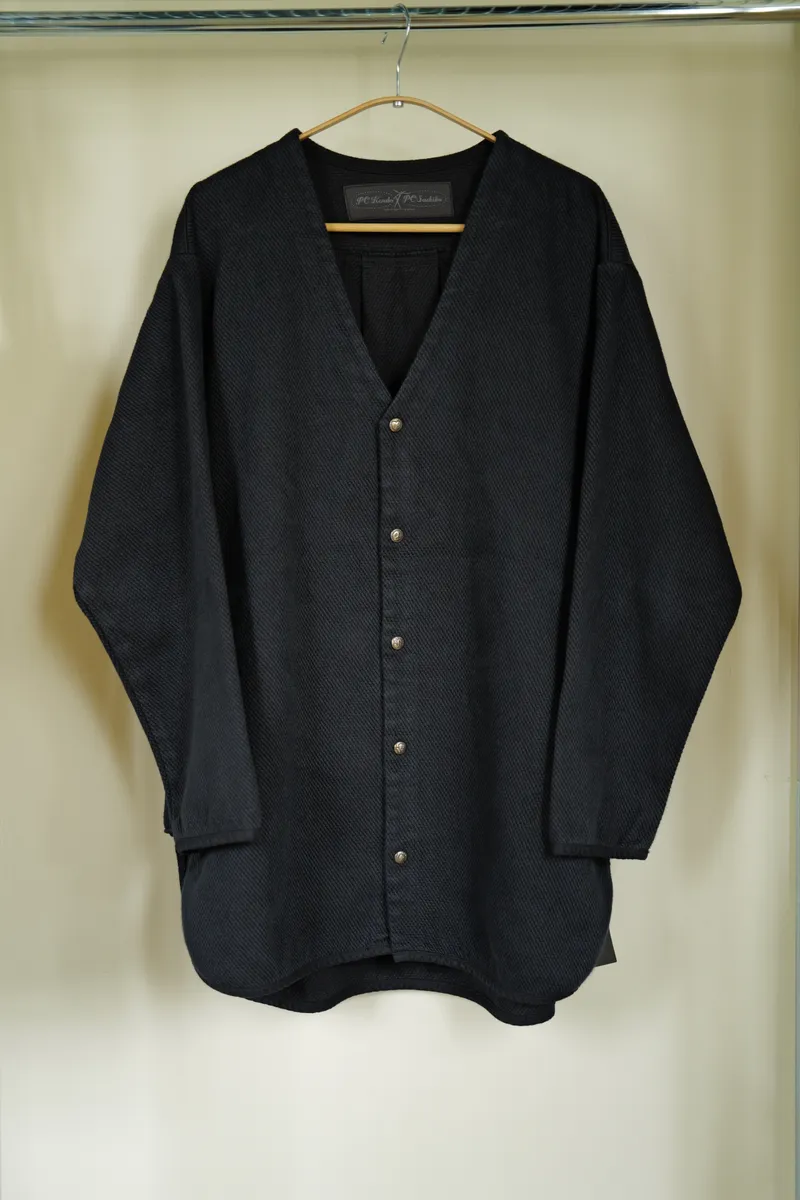 Porter Classic KENDO NO COLLAR SHIRT JACKET w/Silver Buttons
