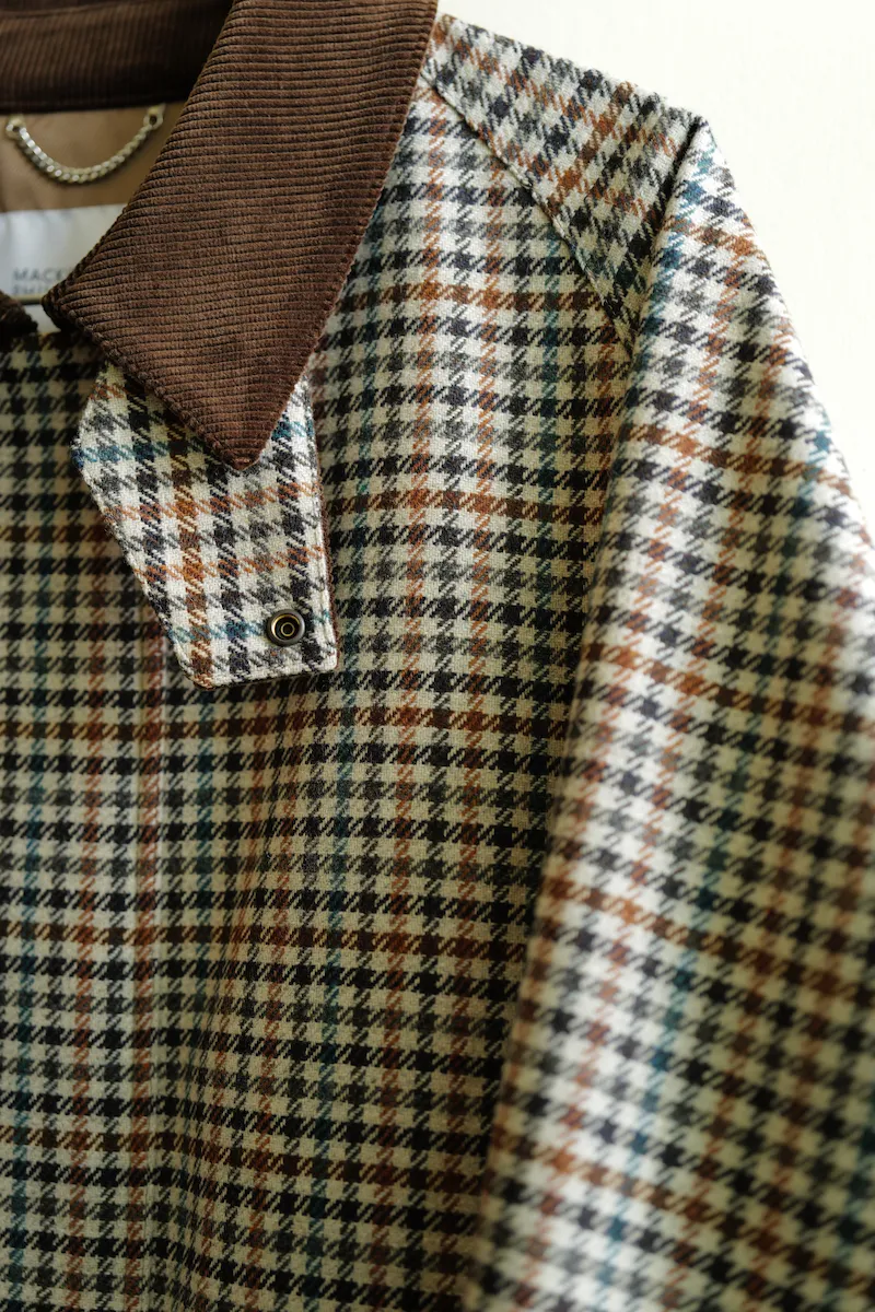 MACKINTOSH PHILOSOPHY Wool Check Short Raglan Outer Tweed Jacket — 3