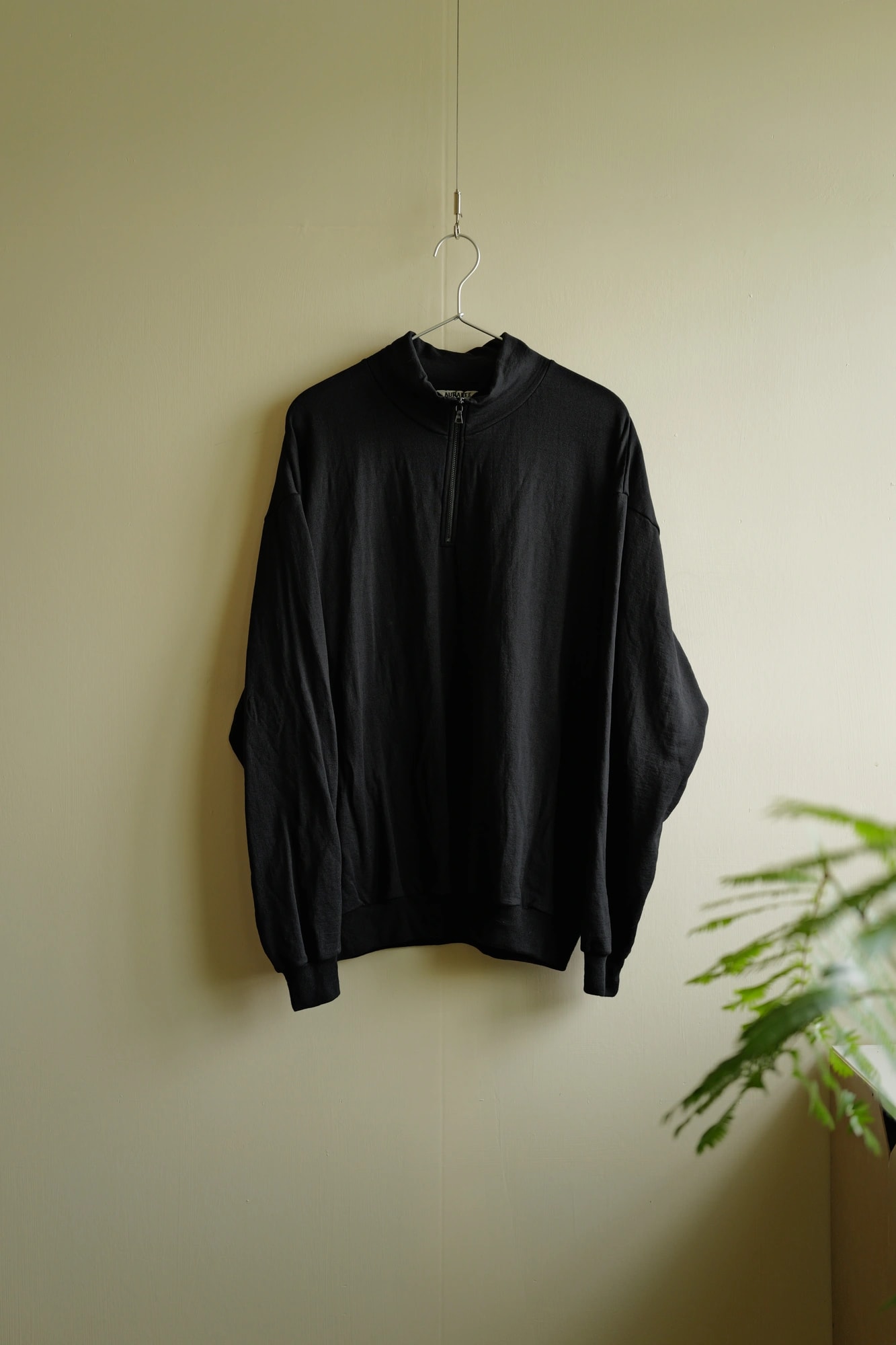 AURALEE LIGHT WOOL SWEAT HALF ZIP P/O — 1