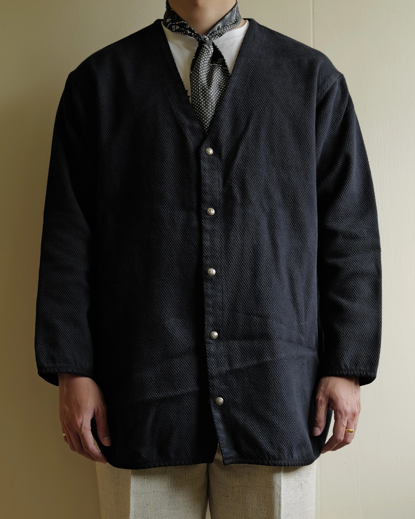 Porter Classic KENDO NO COLLAR SHIRT JACKET w/Silver Buttons - 實穿