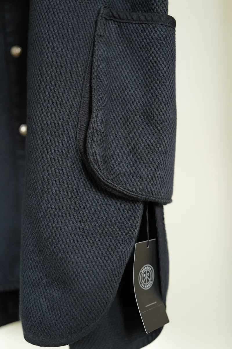 Porter Classic KENDO NO COLLAR SHIRT JACKET w/Silver Buttons — 4