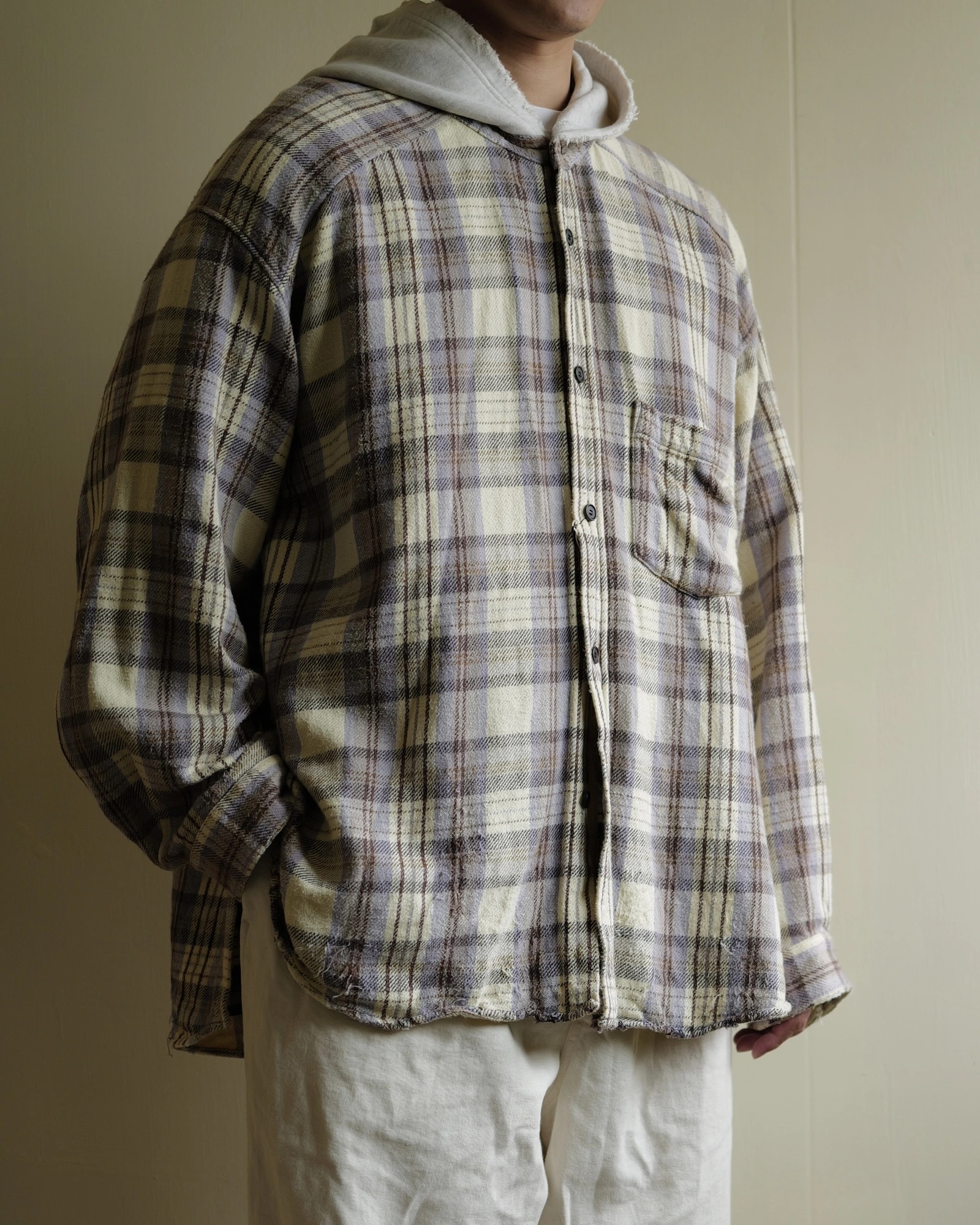 ANCELLM NEL CHECK HOODIE SHORT — 7